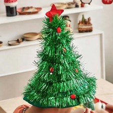 1Pc INS Tinsel Christmas Tree Hat Xmas Party Decor Costume Head Accessory