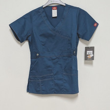 Dickies Gen FLex Junior Fit Scrub Top 817355, Sz. XXS, Color Caribbean, NWT