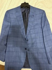 BRIONI BLUE PLAID WOOL AND SILK SPORT BLAZER Size 42R