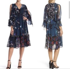 French Connection Celia Mix Tie Dress MIDI Size M