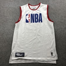 NBA Jersey Mens Medium White Red NBA Basketball Sleeveless Mesh Practice Tank