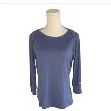 The North Face Heather Blue Boat Neck"Flash Dry" 3/4 Sleeve Athletic Top M