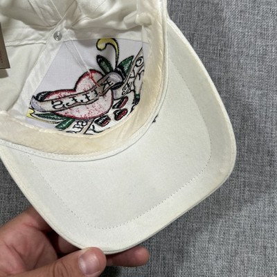 Y2K Ed Hardy Hat Cap Love Kills Slowly Skull Embroidered Beige