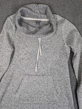 Eddie Bauer Womens Top Mock Neck Sweatshirt Small Long Sleeve Gray Pouch