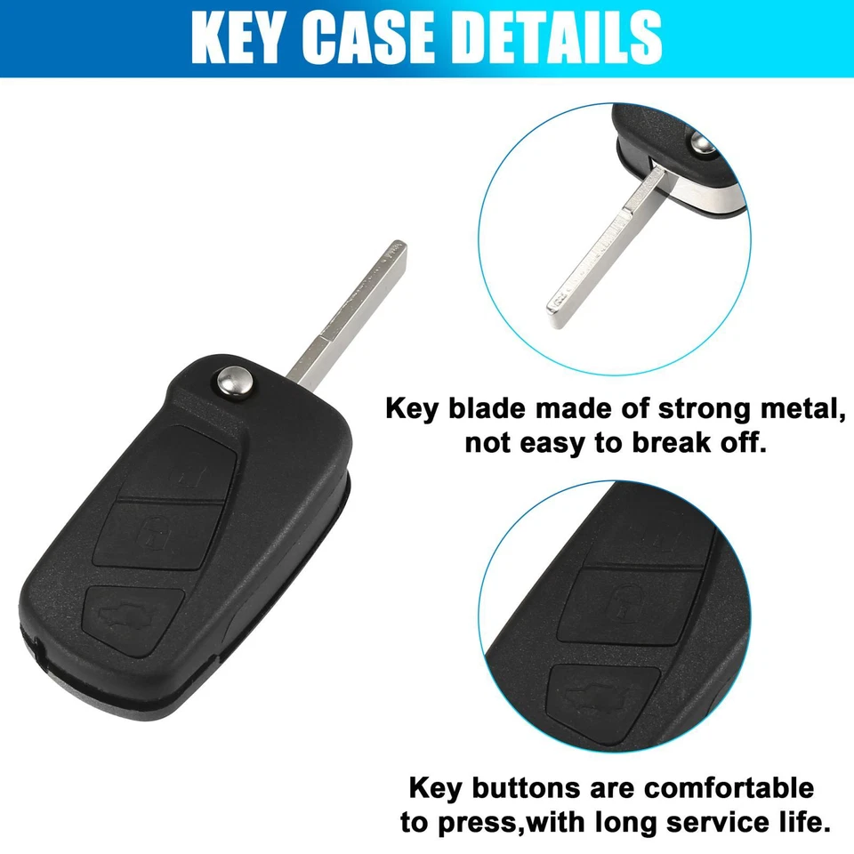 3 Key Buttons Remote Control Car Fob Key Case Shell Black for Ford Ka 2008-2016 - Image 3 of 4