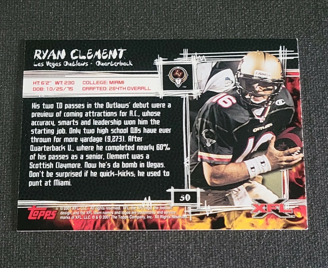 2001 Topps XFL #50 Ryan Clement | eBay