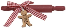 Primitive Farmhouse Yum Gingerbread Man Wooden Rolling Pin 5" Bowl Filler