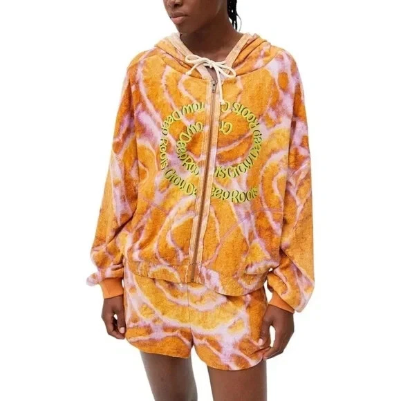 Urban Outfitters Out From Under Kelsey Fleece Printed Hoodie Grow Deep Roots Med