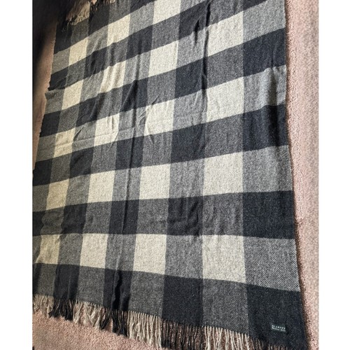 Blarney Lanificio Grigio Panna Neutro Plaid Frange Coperta Lana 57x65 - Foto 4 di 7
