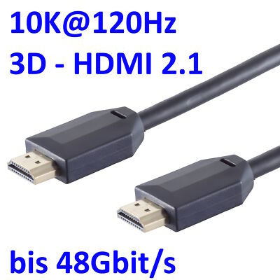 HDMI Kabel 10K UltraHDMI 2.1 3D VRR eARC HFR CEC2.0 HDMI-A Stecker b. 48Gbit/s