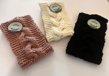 Knit Headbands Ear warmers Lot Of 3 Amity Cold Guard Mauve Cream Black New