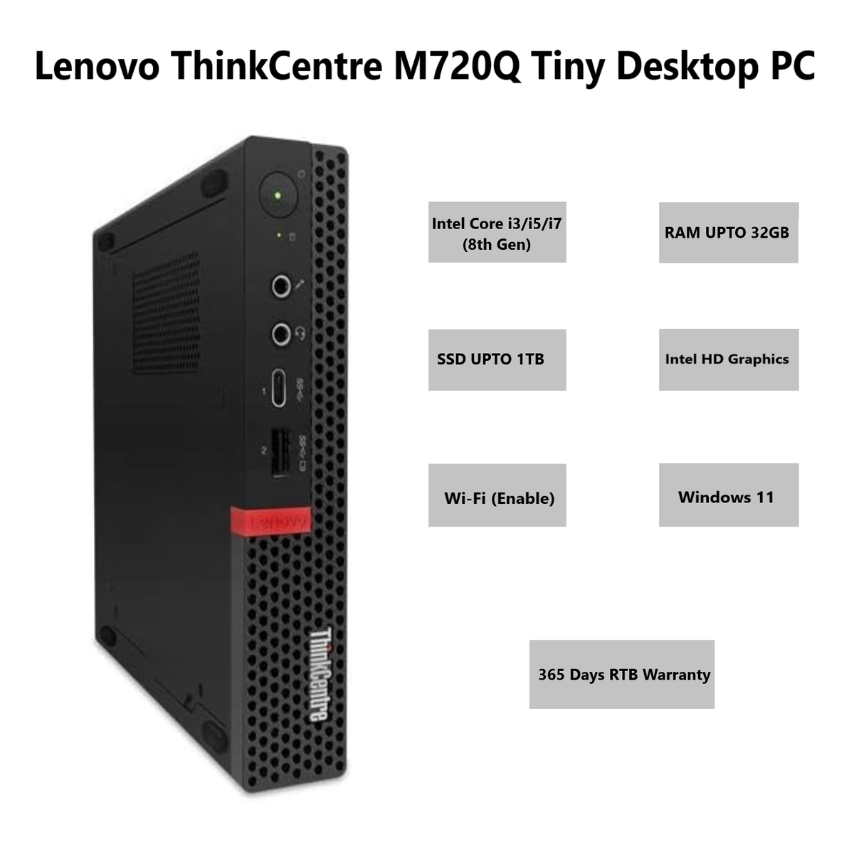 Lenovo ThinkCentre M720q Tiny PC i7- 8th Gen 32GB RAM 2TB SSD WiFi