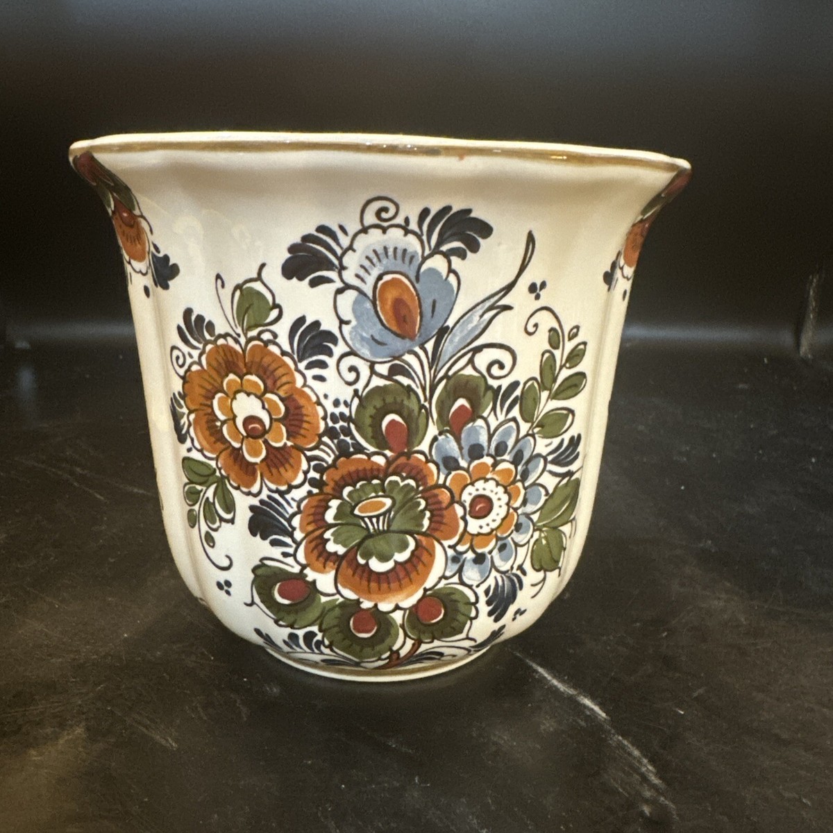 Delft polychrome ポット Antique Rare Delft Polychrome Hand-painted Lidded Vase
