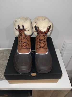 UGG CITY BUTTE BROWN LEATHER WATERPROOF SHORT SNOW BOOTS  display picture 3