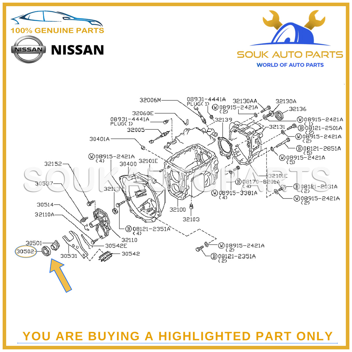 30502-69F1A Genuine Nissan BEARING-CLUTCH RELEASE 3050269F1A OEM 
