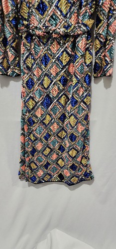 ASOS Edition Size 0 Diamond Belted Wrap Midi Dress in Sequin $275 - Picture 6 of 8