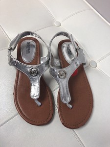 michael kors silver flat sandals