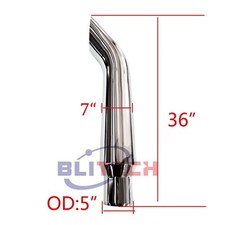 Chrome 7-5od X 36 48 60length Bull Horn Stack Pipesemi Truck Exhaust Pipe