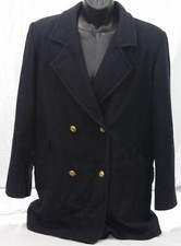Vtg Spencer Douglas Womens Double Breasted Over Coat Navy Blue Wool Jacket Sz 10
