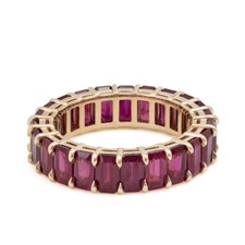 3ct Simulated Pink Ruby Full Eternity Wedding Band Ring 18k Rose Gold Plated