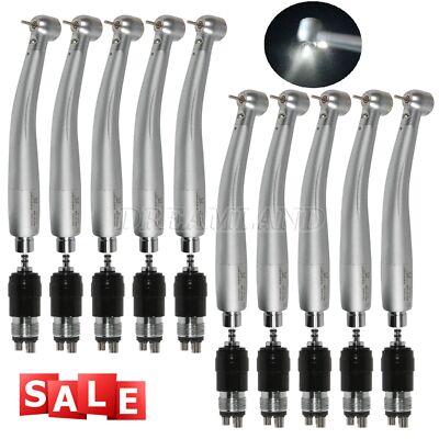 1-10 Dental High Speed E-generator Handpiece LED + 4 Holes Quick Coupler D4X