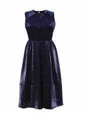 Lost Ink Sleeveless  A-line MIDI Dress Ink Dark Navy Blue Size US 10 NWT