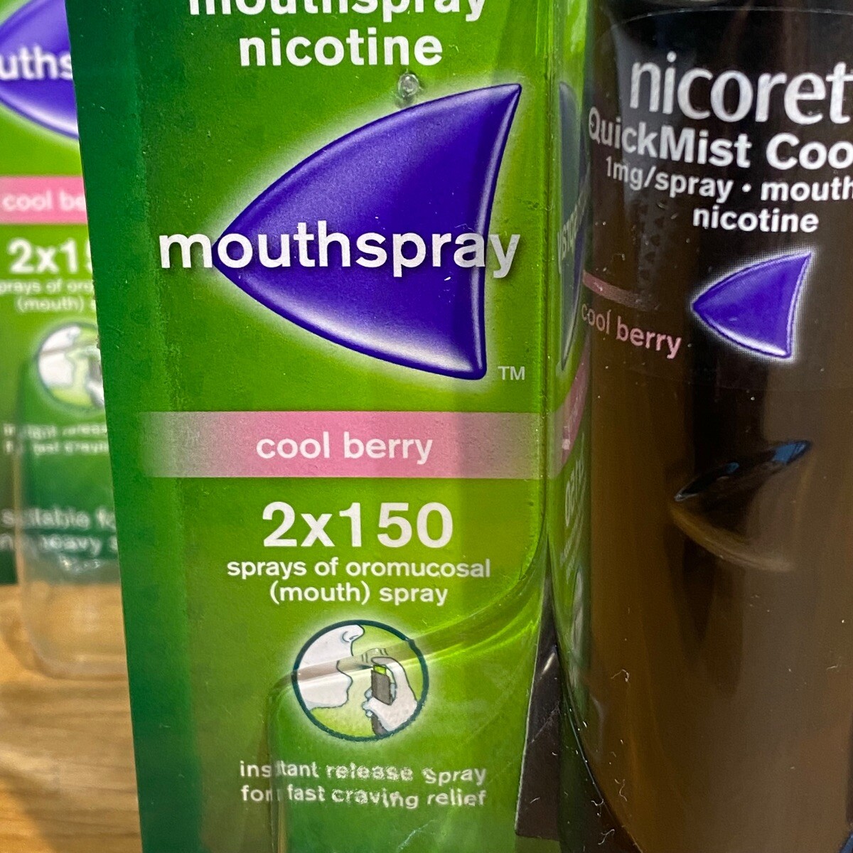 Quickmist 🟢 Nicorette Quickmist Cool Berry Duo Mouthspray 2 x 150gr Sprays ...