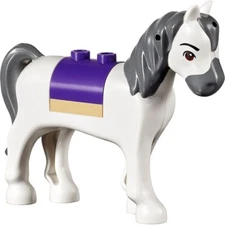 1x Lego Animal Horse Friends White Eyes Brown Mane Dark Gray 93083c01pb13