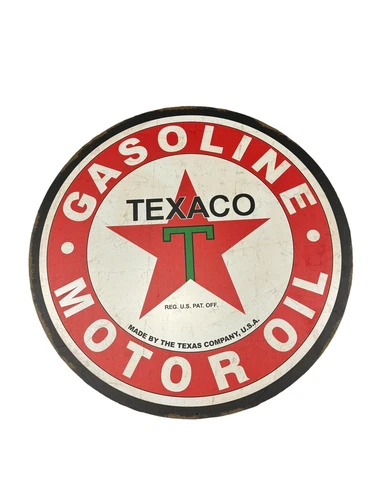Vintage Art TEXACO GASOLINE MOTOR OIL PORCELAIN ENAMEL SIGN Rare Advertising 30"