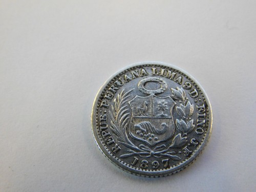 Peru 1897 1/2 Dinero Uncirculated Coin - Picture 3 of 5