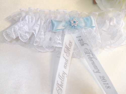 "LIGA DE BODA BLANCA PERSONALIZADA CON ""ALGO AZUL"" - Imagen 2 de 3