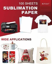 100 Sheets A4 Heat Sublimation Paper Transfer Paper for Inkjet T-Shirts Mugs US