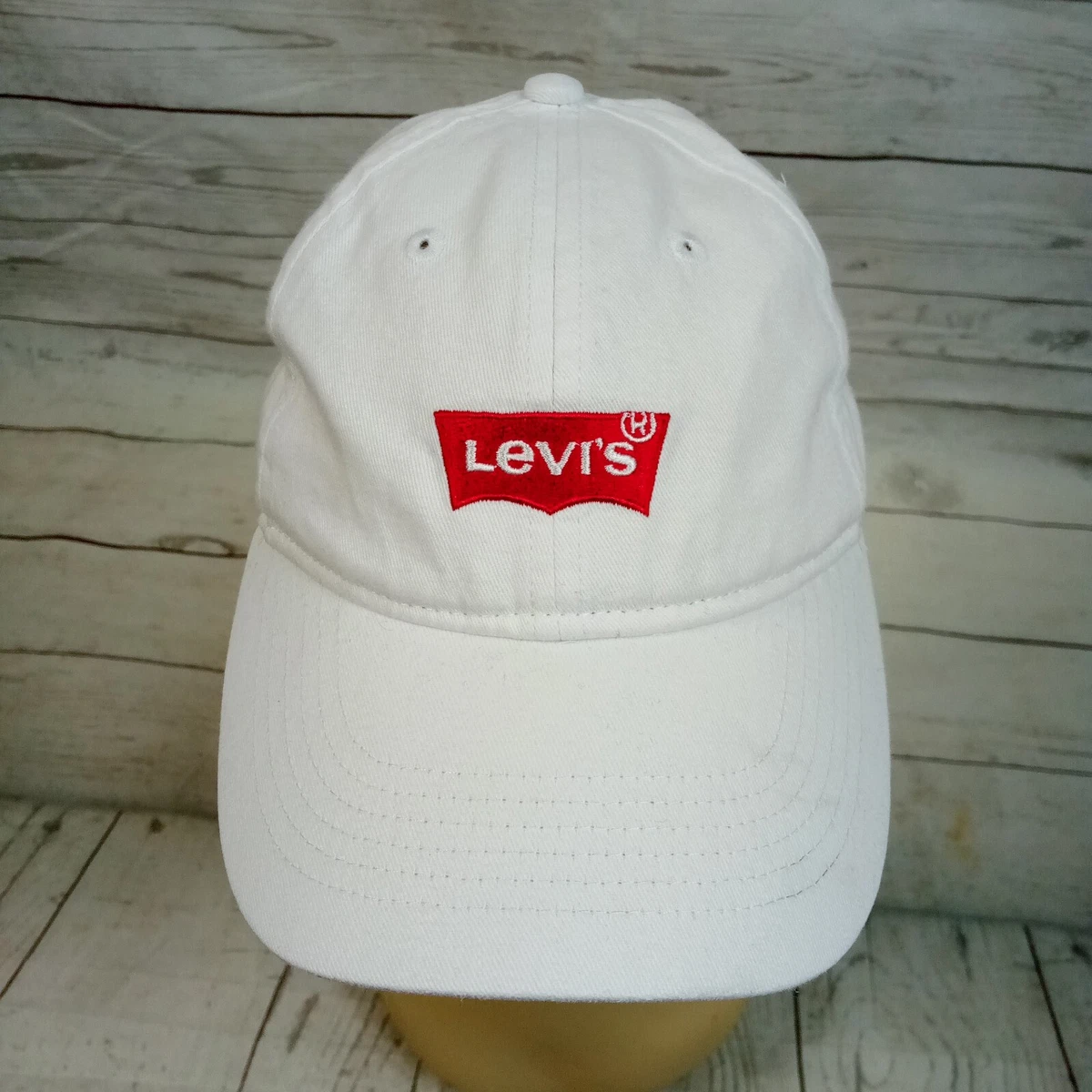 Levi s White Baseball Cap Hat Adjustable 100 Cotton Youth One