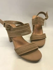 Open Toe Cross Ankle Strap Sexy High Heel Beige Top Moda 7.5 