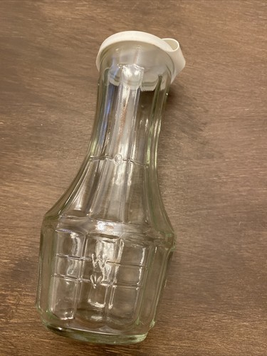 VINTAGE GOOD SEASONS DRESSINGS BOTTLE/CARAFE WITH LINES DESIGN SNAP LID - Picture 3 of 6