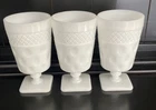 VINTAGE MCKEE MILK GLASS THUMBPRINT PEDESTAL TUMBLERS LOT OF 3
