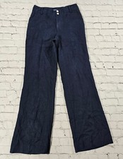 Chaps Linen Pants Blue Mid Rise WOMENS SIZE 4 Bootcut Pockets Lined Flat Front