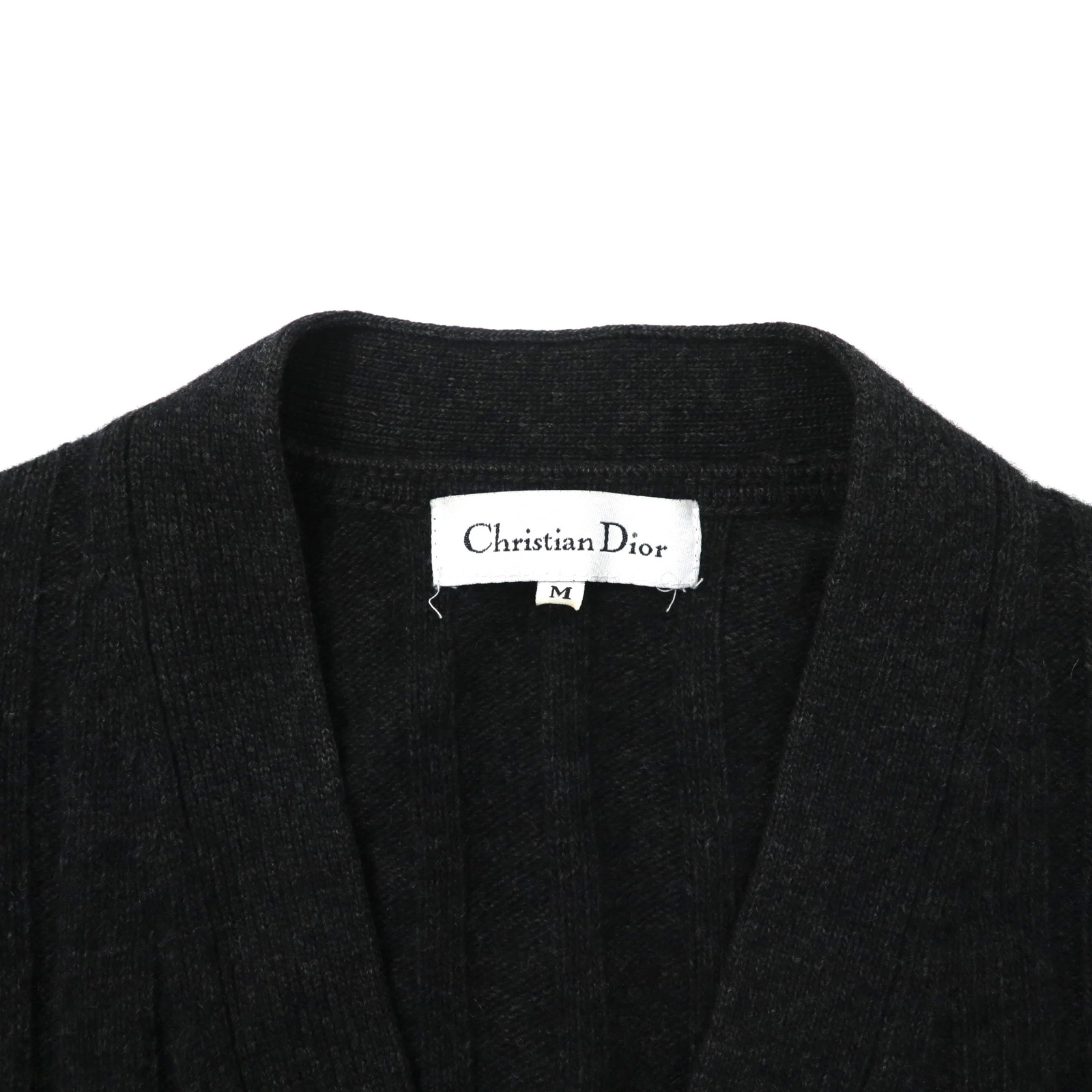 Christian Dior Rib Knit Cardigan M Gray Wool Cash… - image 3