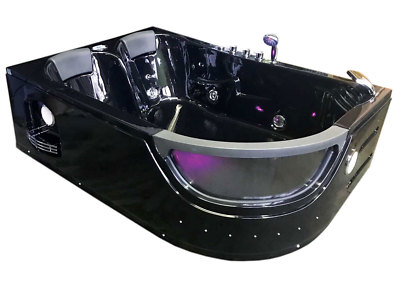 Whirlpool bathtub hydrotherapy black hot tub double pump PEGASO 2 two persons