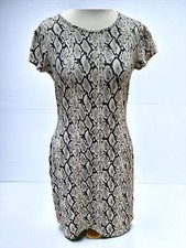 GUESS SNAKE ANIMAL PRINT MINI CAP SLEEVE TIE WAIST BLACK GRAY DRESS SIZE SMALL