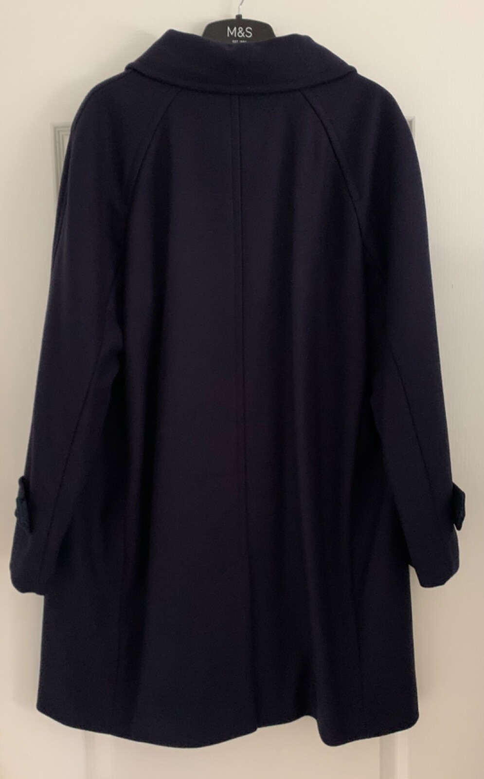 AUTOGRAPH M&S NAVY BLUE WOOL RICH WITH CASHMERE CAR COAT Size 16 RRP £