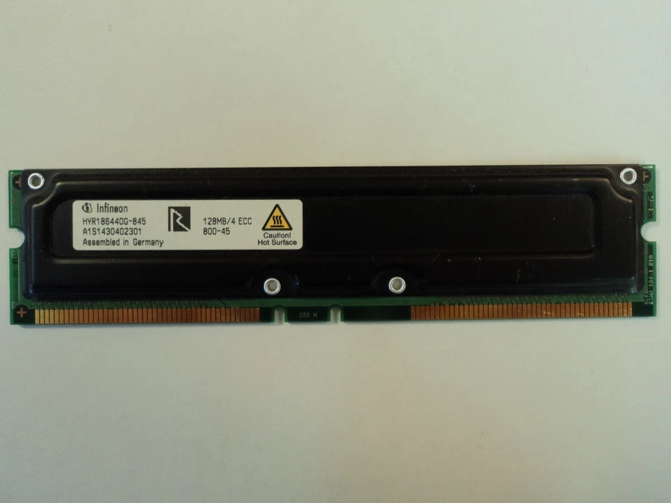 Infineon RAM Memory Module 128MB PC800-45 RDRAM RIMM non-ECC HYR166440G-845 - Image 3 of 4