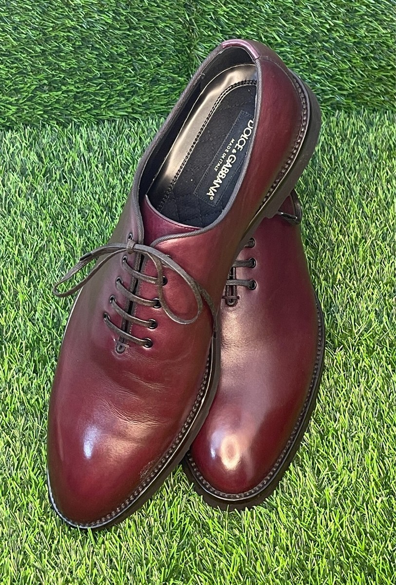 D&G Men\'s Burgundy Leather Oxfords Dolce & Gabbana Burgundy Leather Brogue Lace Up Oxford Size  main image 4