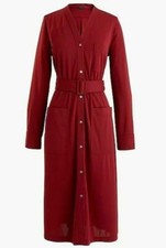 NWT J.CREW Long Sleeve Belted Knit Dress in Burgundy, Size XS, Orig $119
