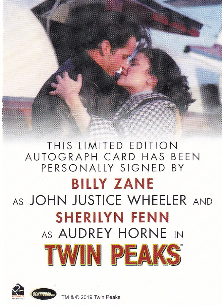 2019 Twin Peaks Dual Autograph Card signed by Billy Zane
