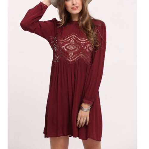 bohemian burgundy dress