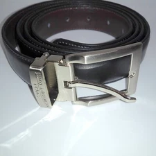 UMO LORENZO  Black/Brown Reversible Men’s Cut to Adjust Genuine Leather Belt
