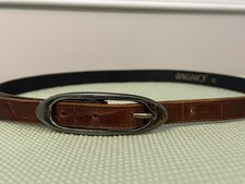 Vintage Joan David Ladies LEATHER BROWN BELT Crocodile Pattern Sz M