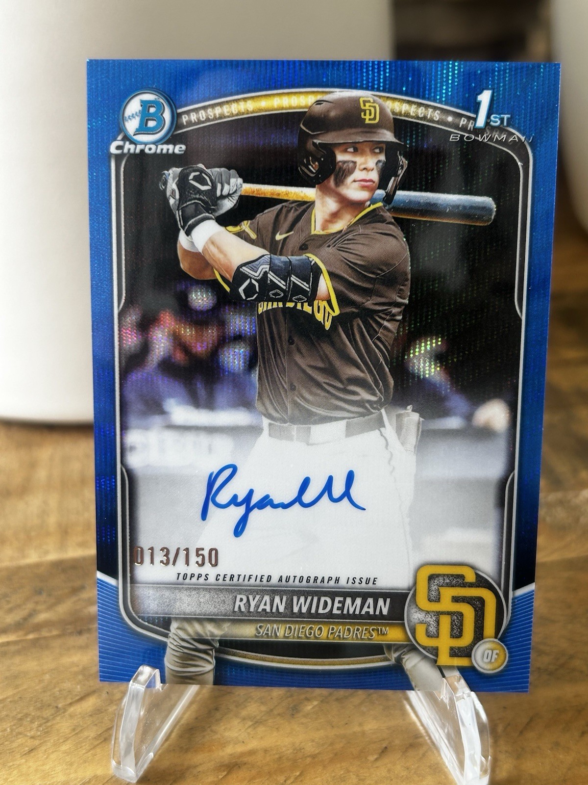 2025 Bowman Draft Chrome Ryan Wideman Blue Wave 1st Auto /150