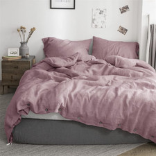 100 Linen Duvet Cover Set 3Pcs with Coconut Button Closure Natural French Washe